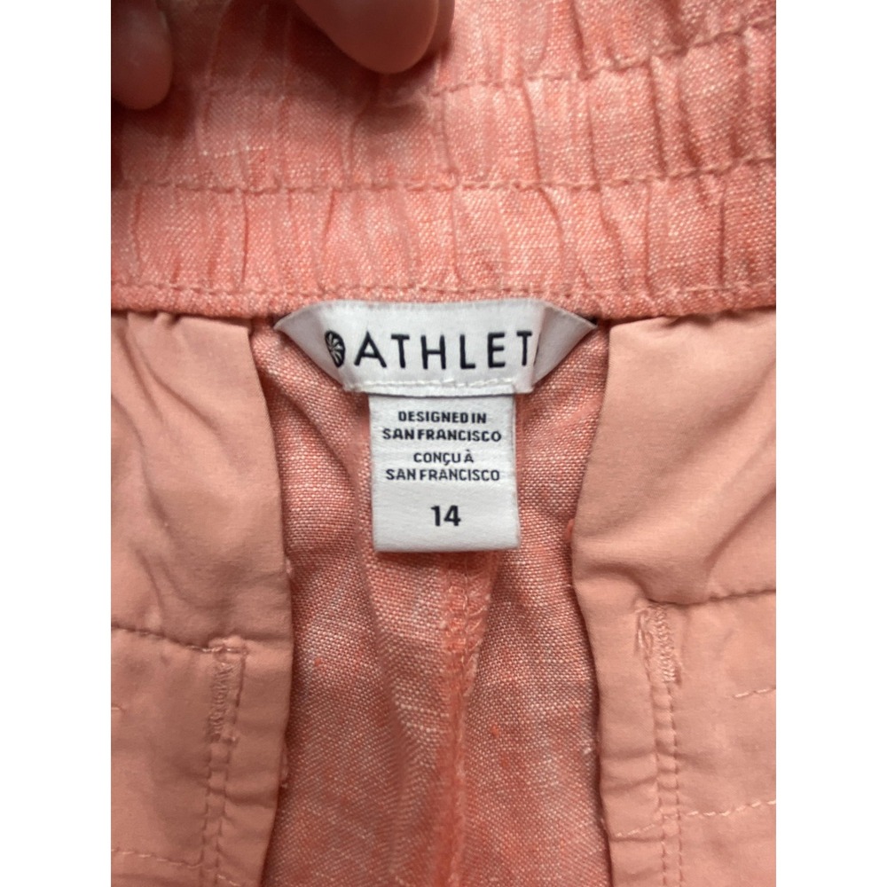 Athleta Retreat Linen Pant Womens 14 Pink Lightweight Easy Care‎ Secure Pockets - Picture 9 of 12
